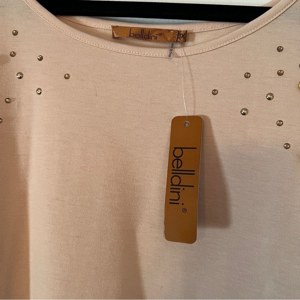 NWT Belldini Size 3X Studded Shoulder High Low Top - Picture 9 of 10